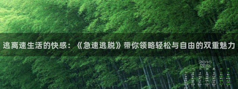 樱桃短视频视频：逃离速生活的快感：《急速逃脱》带你领略轻松与自由的双重魅力